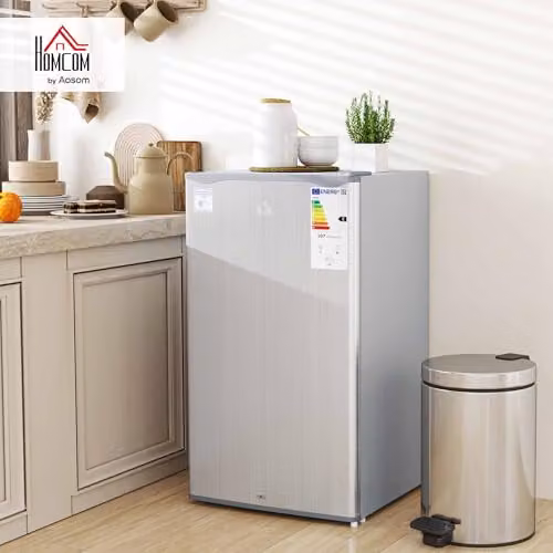 HOMCOM 91L Under Counter Fridge with Lockable Chiller Box in Grey and Silver – 2