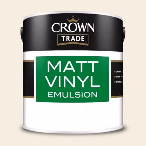 Crown Trade Matt Vinyl Dispersion Paint in White, 2.5 l – 2