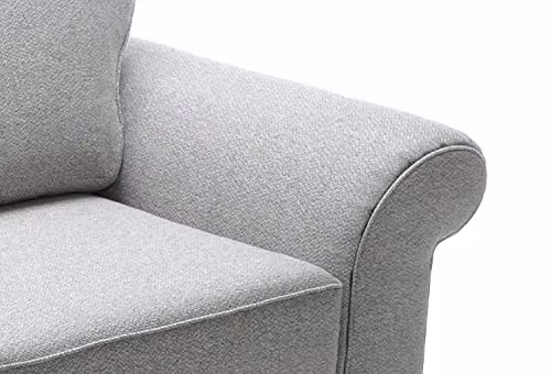 Abakus Direct Ingrid 2 Seater Sofa in Light Grey Braided Chenille Fabric, W/D/H: 194 x 95 x 90 cm – 4