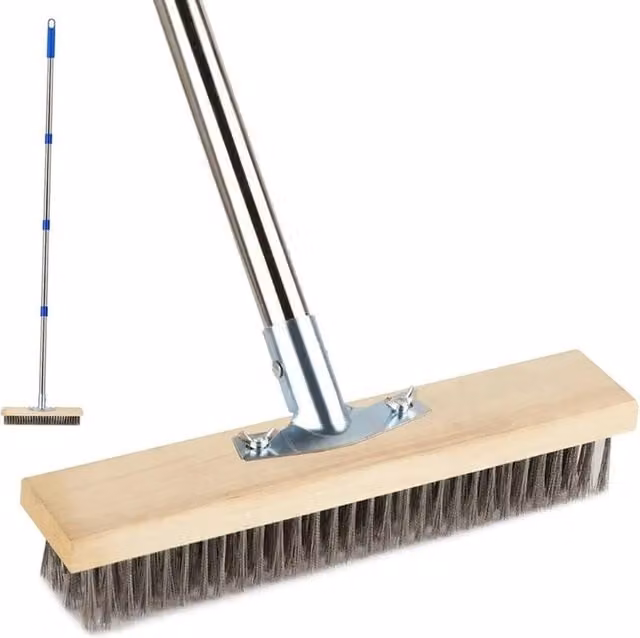 Kelvenix Telescopic Manual Weed Remover Brush with Stainless Steel Wire Head in Silver