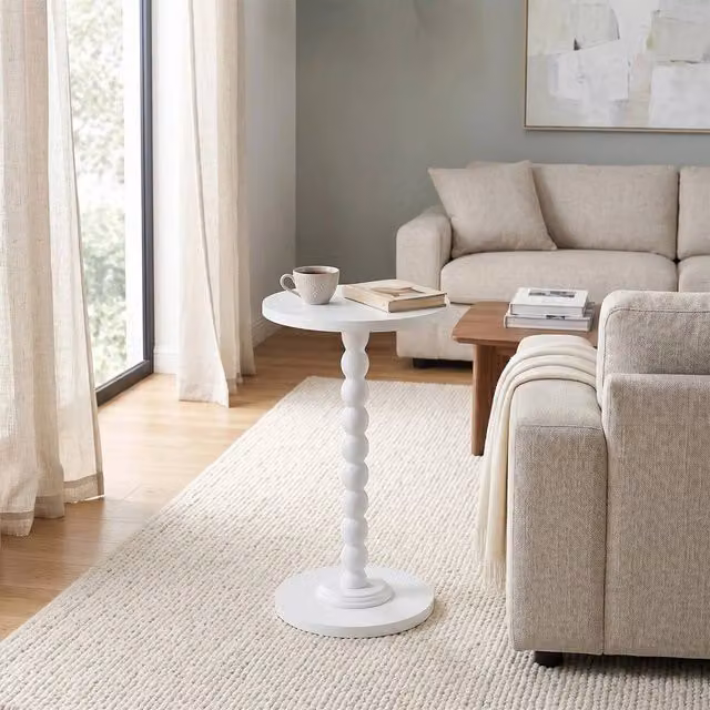 EONLION White Round Vintage Side Table – 1