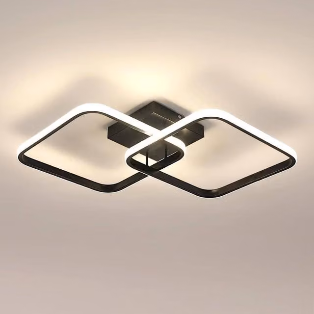 COMELY Square LED Ceiling Light, Black, Dia: 64 cm