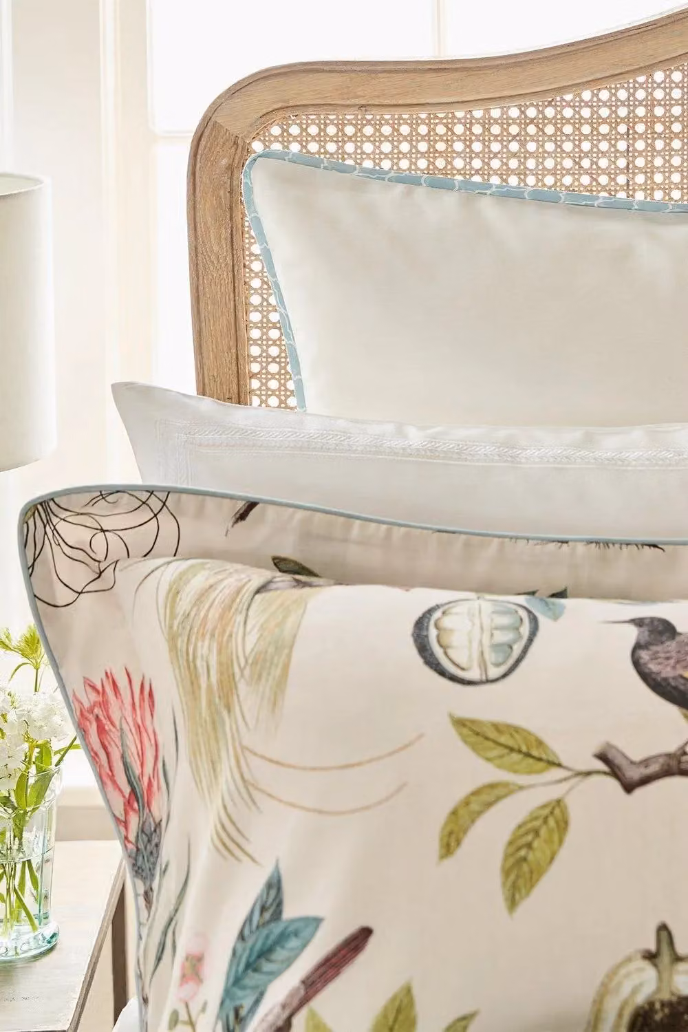 Sanderson Paradesia Floral Cotton Sateen Square Pillowcase in Beige – 1
