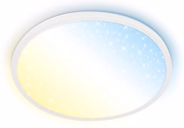 Briloner White LED Ceiling Panel with Remote Control, Dimmable Starry Sky Effect, CCT Warm to Cold White, W/D/H: 37.5 x 37.5 x 4.5 cm