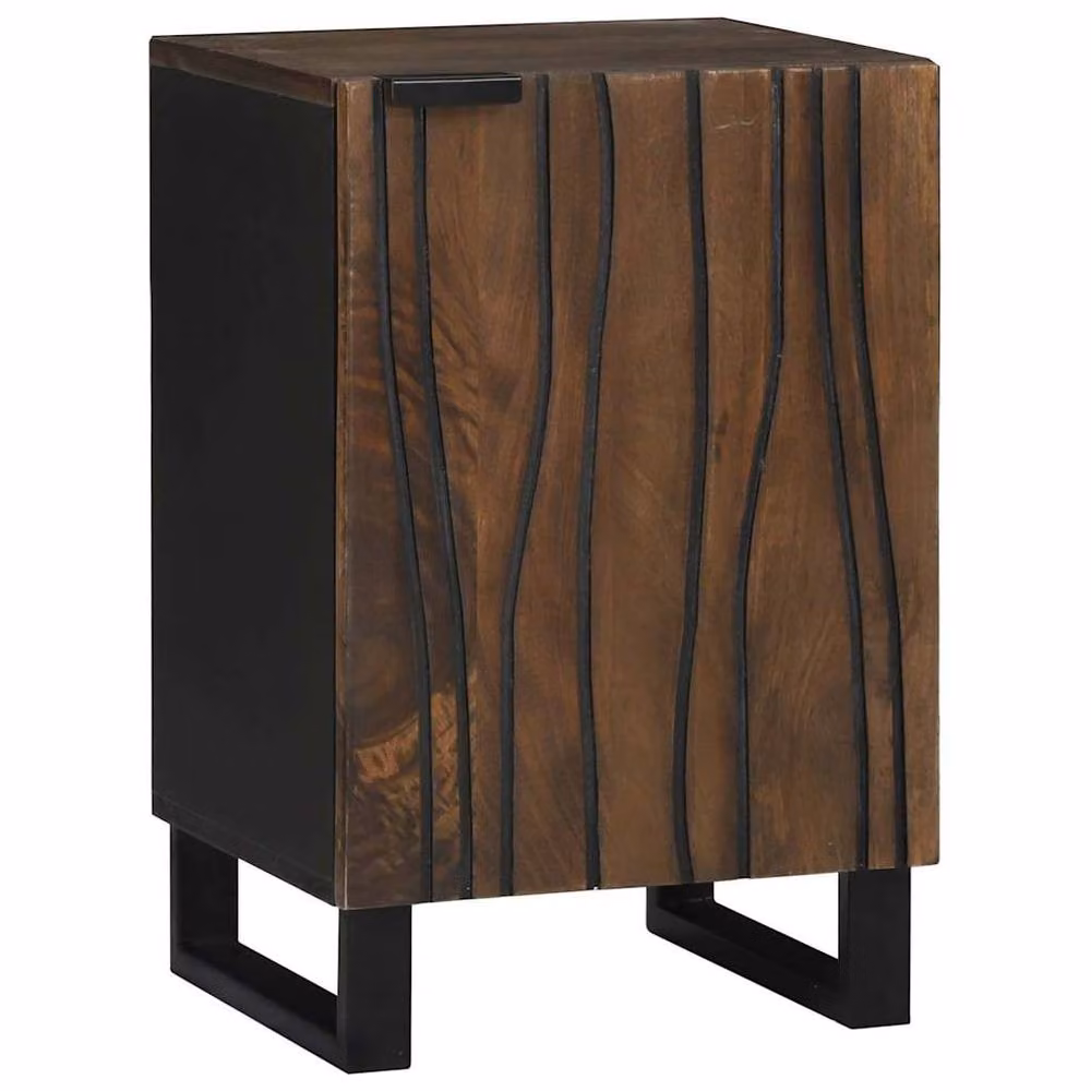 Berkfield Home Modern Bathroom Cabinet in Brown Solid Mango Wood, W/D/H: 38 x 33.5 x 58 cm – 3