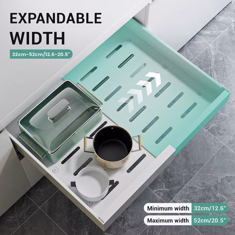 Appaso Expandable Pull Out Cabinet Organizer Drawer Inserts, 2 Piece, White, Depth: 52 cm – 1