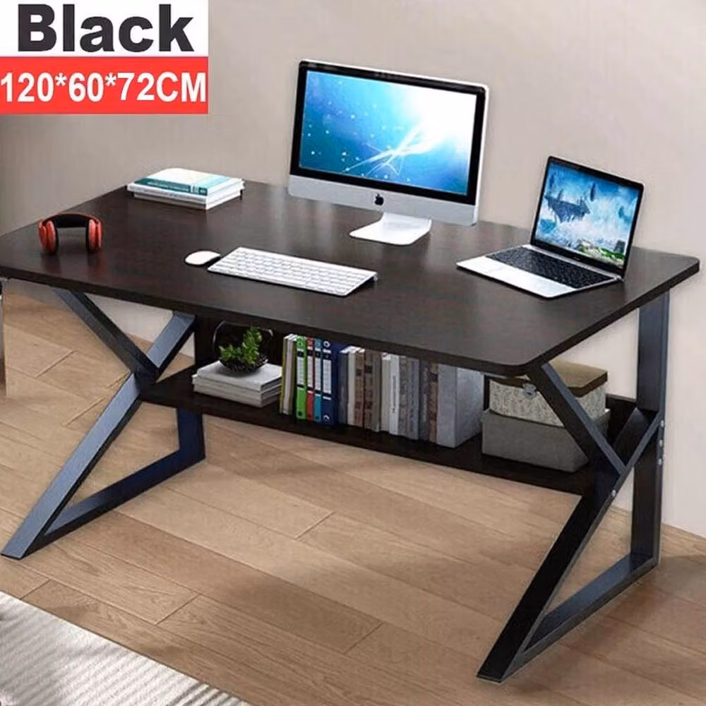 FLAVORA Modern Computer Desk with Storage Shelves in Brown – 3