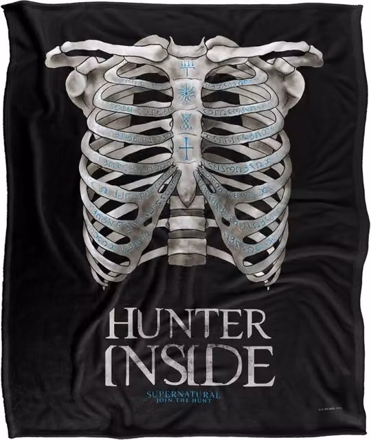 Supernatural Hunter Inside Officially Licensed Silky Touch Super Soft White Throw Blanket, W/D: 152 x 127 cm – 1