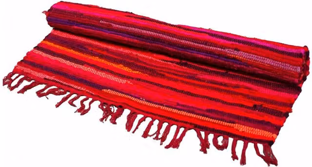 KDMK Pink Striped Rectangular Rag Rug