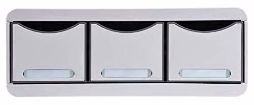 Exacompta Office Toolbox Maxi 3-Drawer Storage Organiser in Light Grey, W/D/H: 27.0 x 35.5 x 13.5 cm