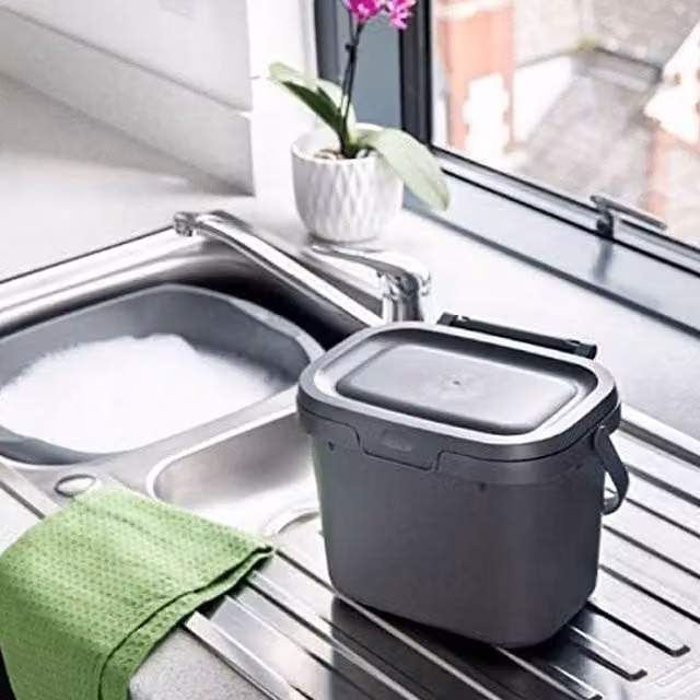 Addis Kitchen Caddy Food Waste Bin with Flip Lid in Grey