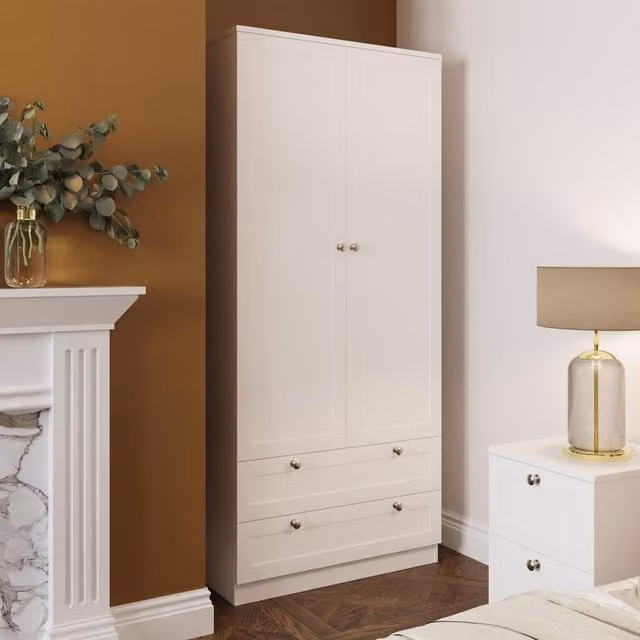 FWStyle Matt White 2 Door 2 Drawer Combination Wardrobe with Soft Close Doors