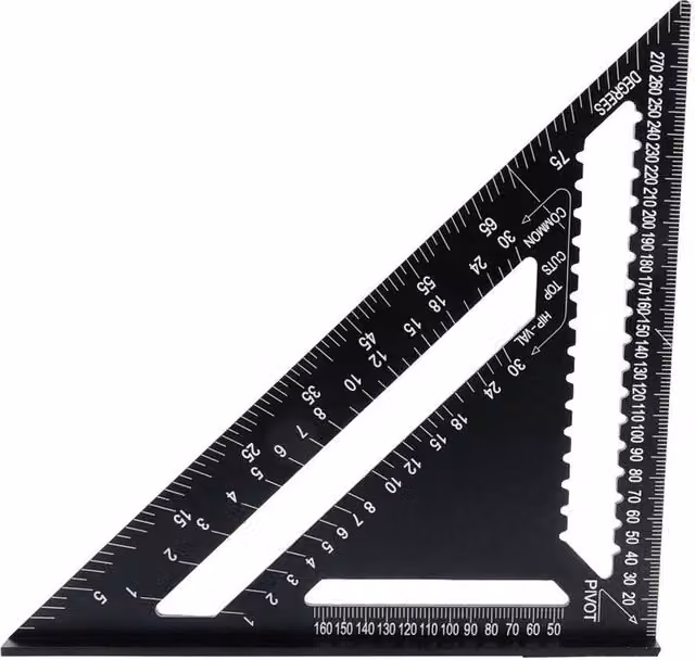 Nordara Aluminium Roofing Speed Square Rafter Angle Guide, Black, 30 cm