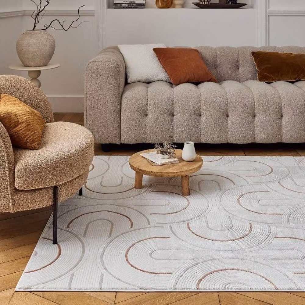 THE RUGS Carmel Arch Design Soft Pile Area Rug in Ivory and Terracotta, W: 160 cm, D: 230 cm – 4