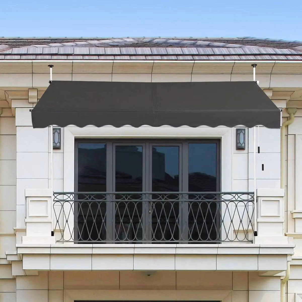 Costway Retractable Canopy Awning Sun Shade in Grey – 4