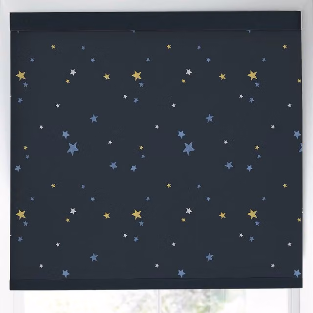 Laura Ashley Painterly Stars Made to Measure Blackout Roller Blind in Midnight Blue