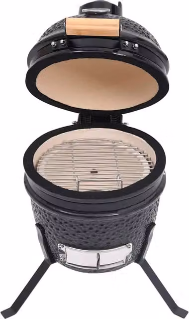 Berkfield Home 2-in-1 Ceramic Kamado Barbecue Grill and Smoker in Black, 56 cm – 1