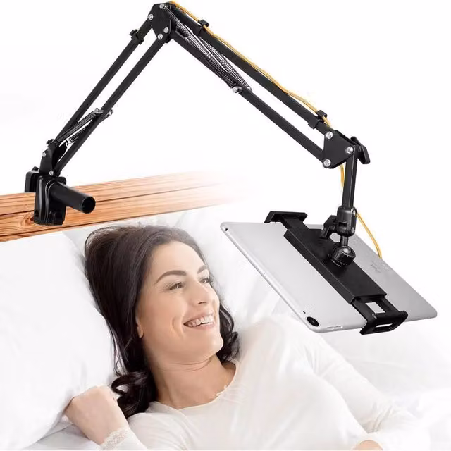 FLAVORA 360 Degree Tablet Phone Holder Stand Long Arm Mount, Black – 1