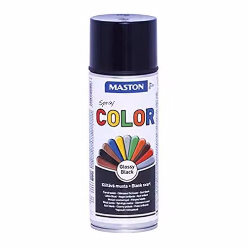 Maston Quick Drying Opaque Gloss Black Solvent Based Spray Paint for Wood, 400 ml