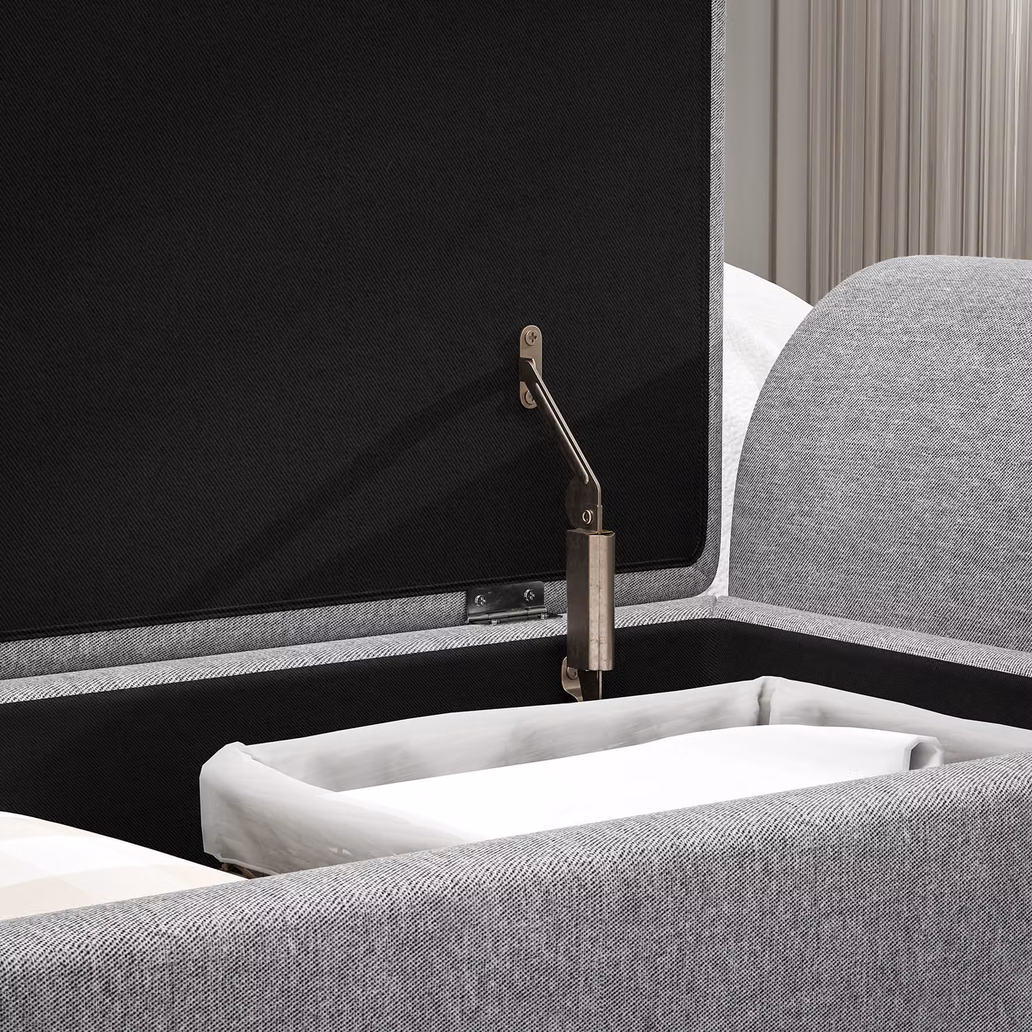 HOMCOM Upholstered Linen Storage Ottoman with Armrests and Rubberwood Legs in Dark Grey, W: 120 cm, D: 17 cm, H: 40 cm – 6