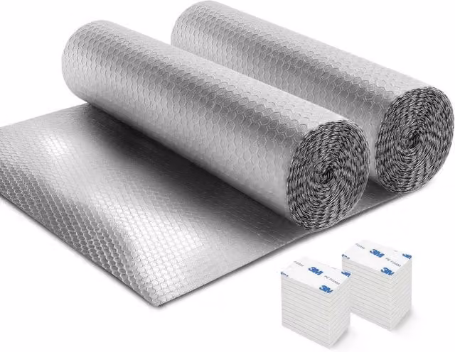 Haltons 2 Pack Reflective Radiator Foil in Silver, Self-Adhesive and Cuttable Aluminium Insulation, W: 60 cm x L: 10 m