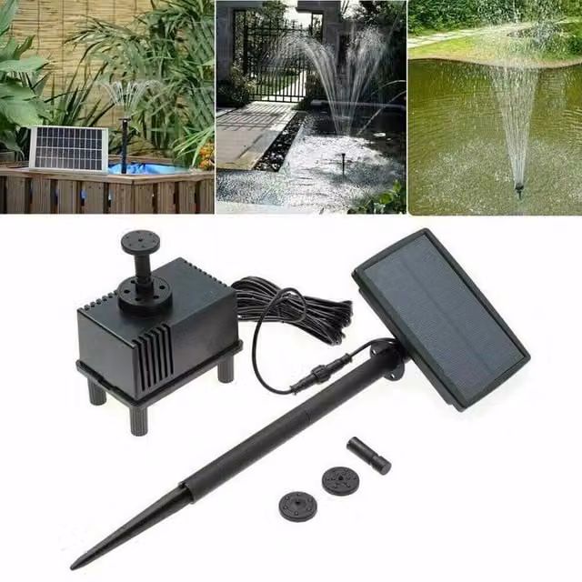 EONLION Solar Powered Water Pond Filter Pump and Garden Pool Fountain in Black