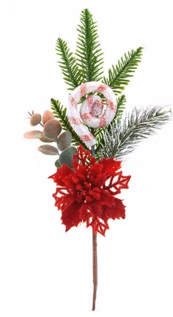 VFM e-Store Red Poinsettia Swirl Candy Pick Christmas Decoration, Height: 32 cm