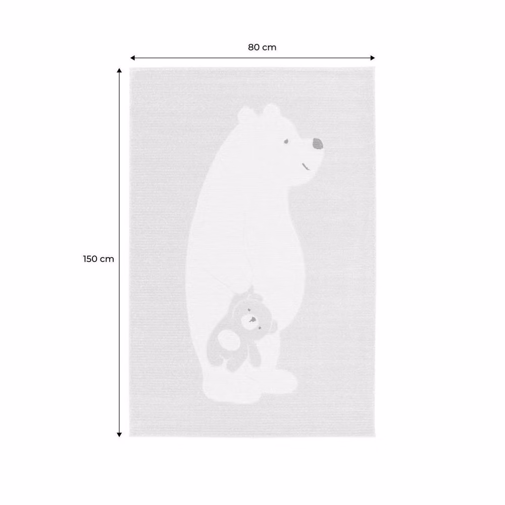 sweeek Beige Teddy Bear Print Kids Rug in Cream, W: 80 cm, L: 150 cm – 2