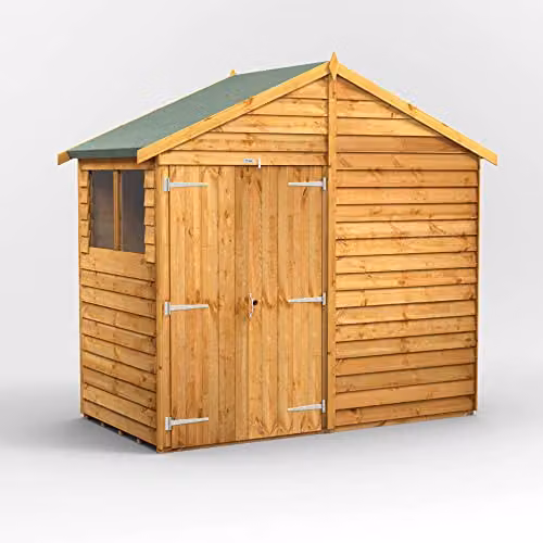 Powersheds Premium Apex Overlap Wooden Garden Shed in Brown with Window and Security Features, W/D/H: 258.0 x 239.1 x 135.0 cm