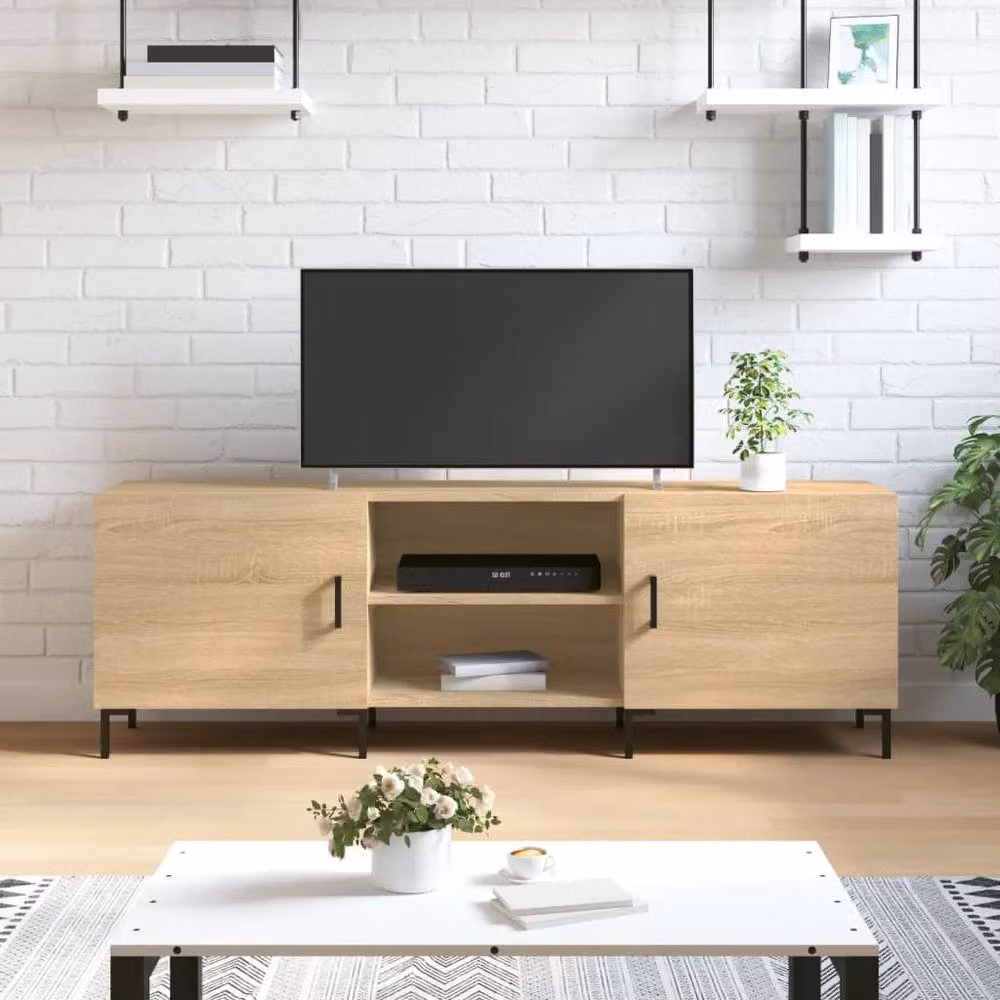 Berkfield Home Sonoma Oak TV Cabinet in Beige, W/D/H: 150 x 30 x 50 cm – 2