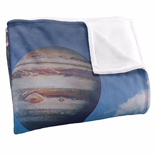 Bcreative Reinders Astronaut Solar System Meadow Super Soft Fleece Throw Blanket, White and Multicolour, W/D/H: 152 x 127 cm – 2