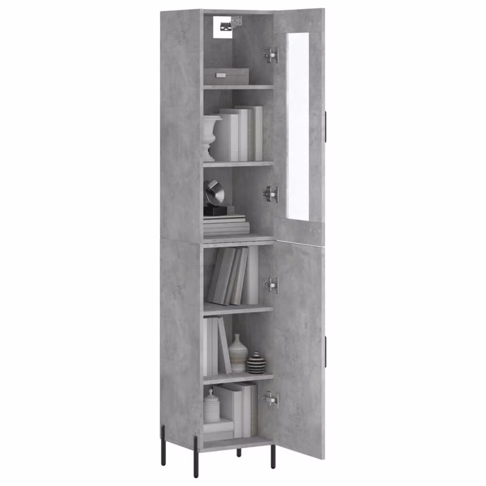 Berkfield Home Highboard in Concrete Grey, H 180 x W 34.5 x D 34 cm – 2