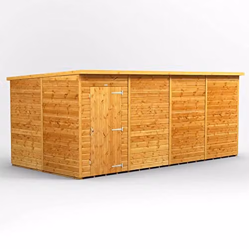 Powersheds Premium Pent Wooden Garden Shed in Brown with 12mm Extra Thick Timber and Security Features (Windowless) W/D/H: 240.4 x 260.4 x 260.4 cm – 1