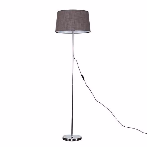 ValueLights Charlie Modern Grey and Chrome Floor Lamp with Cone Shade