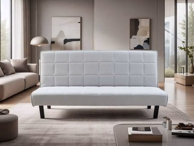 DS Living The Tivona 2 Seater Silver Fabric Upholstered Click Clack Sofa Bed