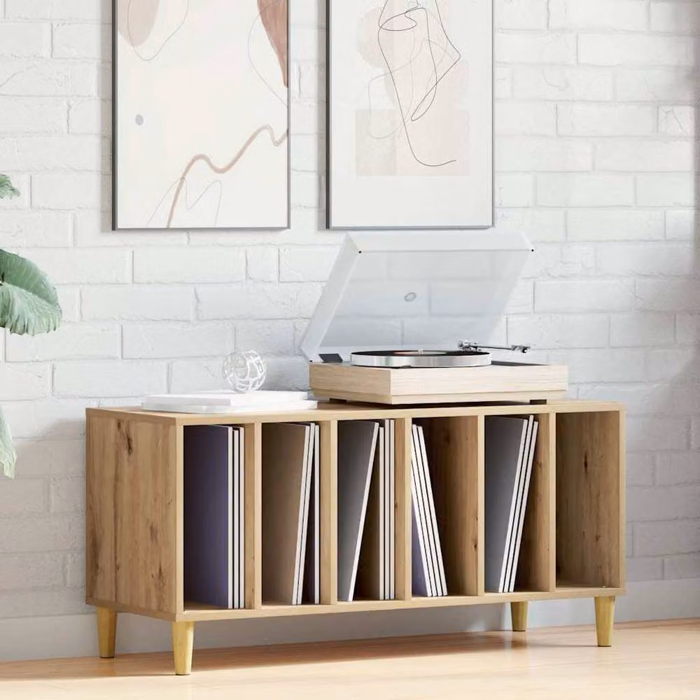 Berkfield Home Artisan Oak Record Cabinet in Brown, W/D/H: 100 x 38 x 48 cm – 3