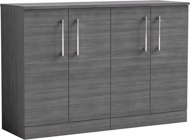 Balterley Level 4 Door Floor Standing Bathroom Unit with Anthracite Woodgrain Worktop in Grey, Width: 120 cm