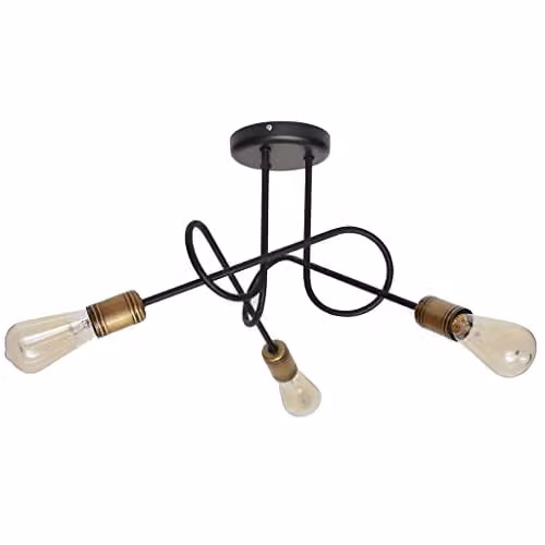 Netlighting Oxford Multi Arm Semi Flush Ceiling Light in Black, Diameter: 50 cm – 1