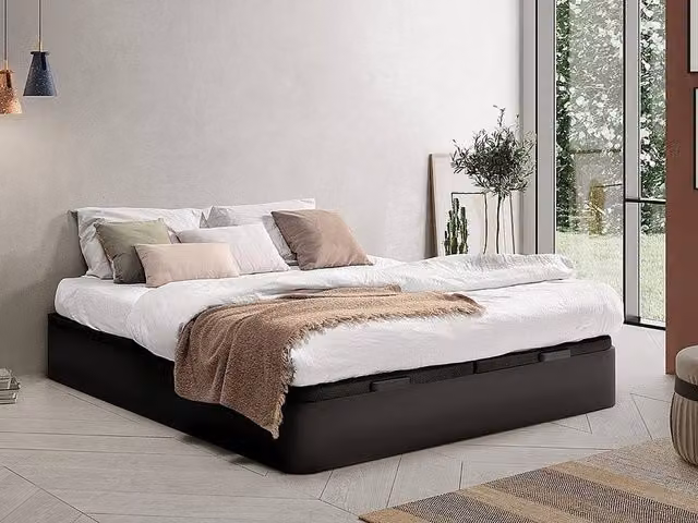 YSMÉE HESTIA Ottoman Storage Bed Base in Matt Black, W/D/H: 180 x 200 x 30 cm