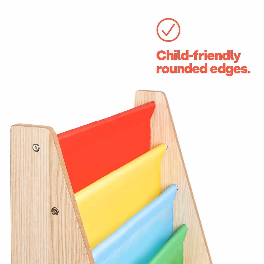 LIVIVO Natural 4 Tier Kids Sling Bookshelf and Storage Rack, Multicolour, W/D/H: 58 x 28 x 58 cm – 3