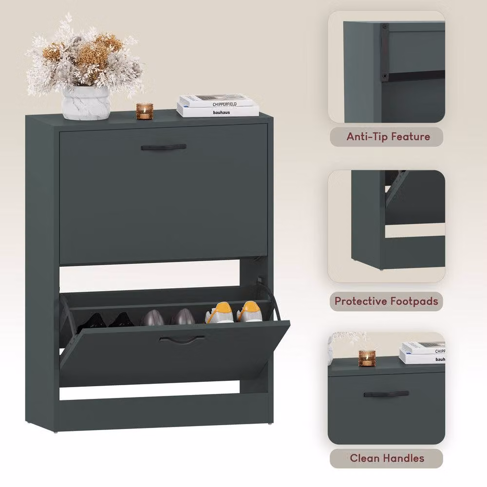 HD Designs Vida Designs Modern 2 Drawer Green Metal Shoe Cabinet – 4