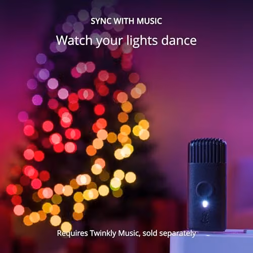 Twinkly USB-C Pearl Shaped RGBIC LED Christmas String Lights, 200 LED, Multicolour, Green Wire, 12m – 4