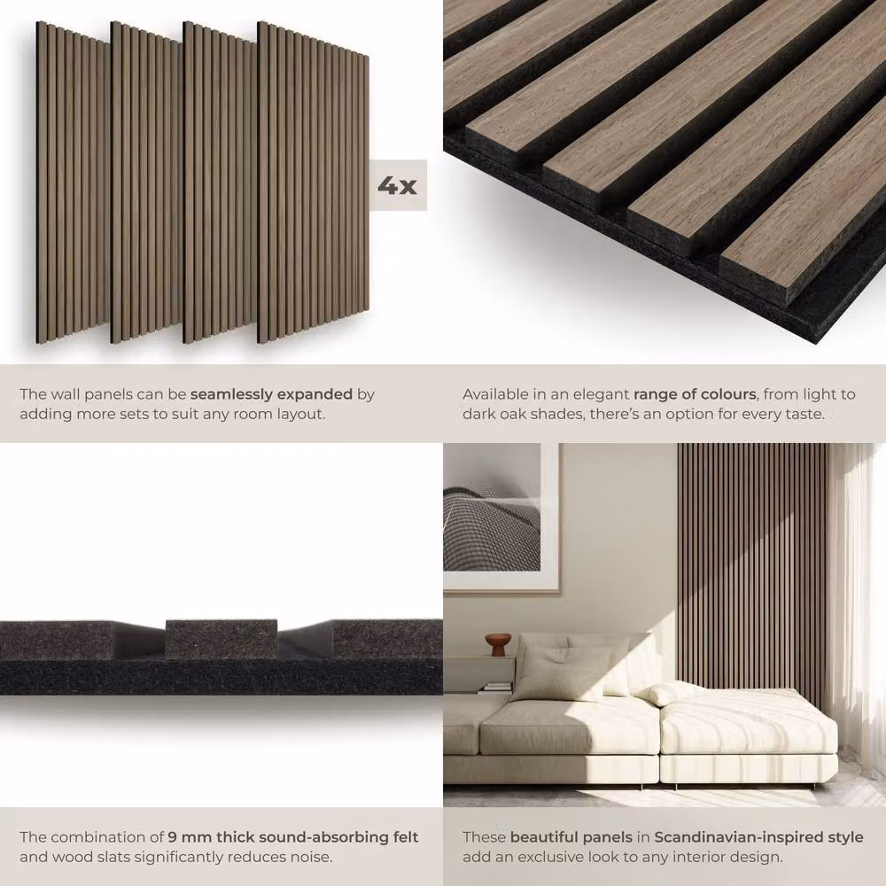 tectake Acoustic Wood Wall Panels in Brown – 4