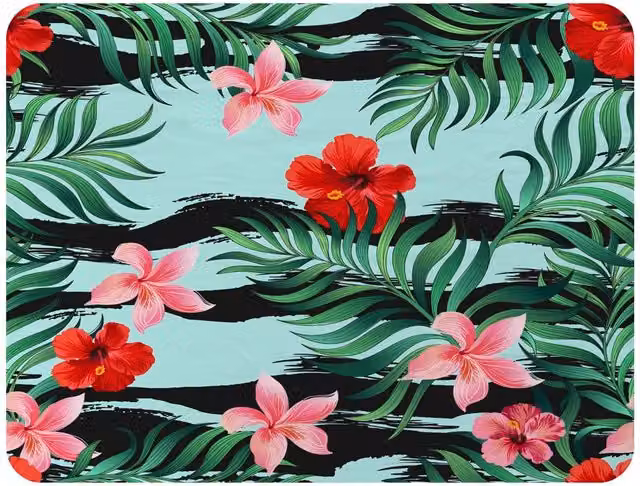 Benjamin Tate Design Red, Pink and Green Floral Tropical Plants Fleece Blanket, W/D/H: 120 x 150 cm – 2