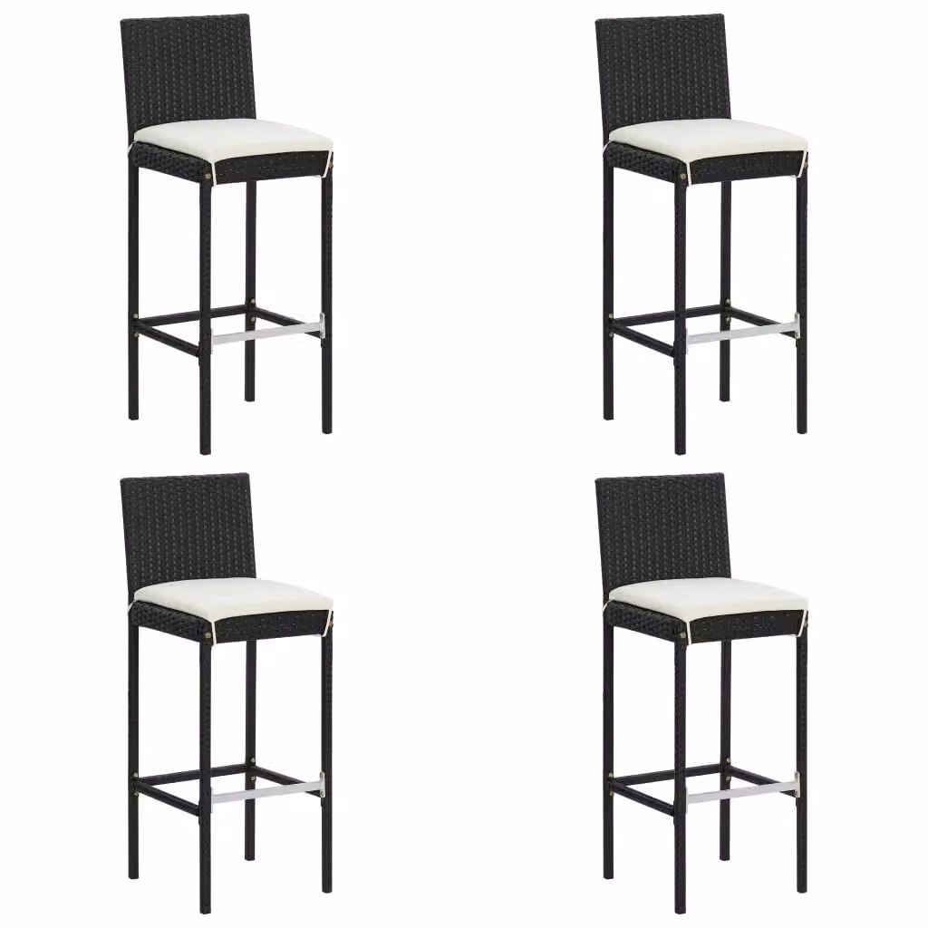 Berkfield Home 5 Piece Black Poly Rattan Garden Bar Set with Cushions – 1