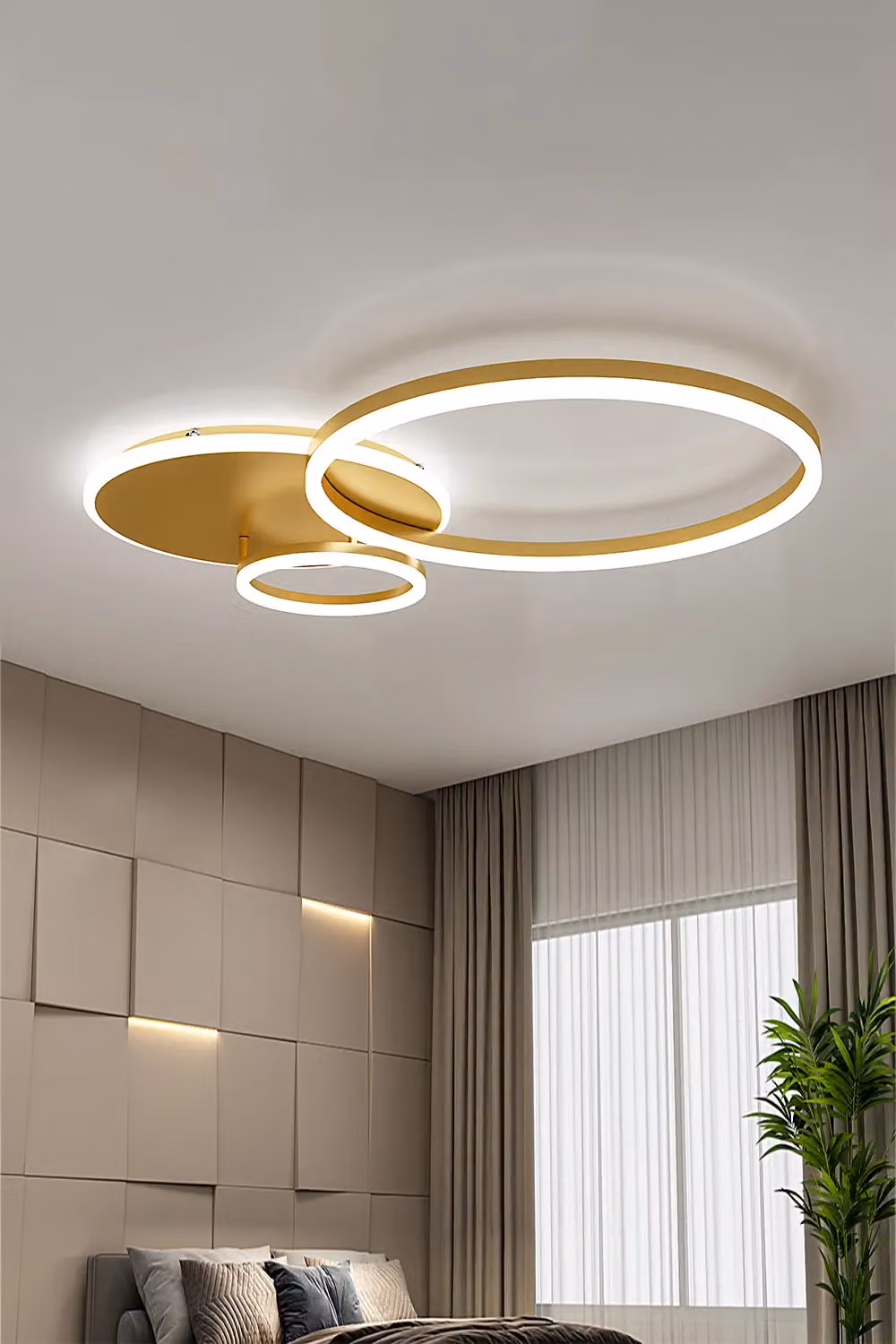 Living and Home Classic Golden Loops LED Ceiling Light in Gold/Brass – 2