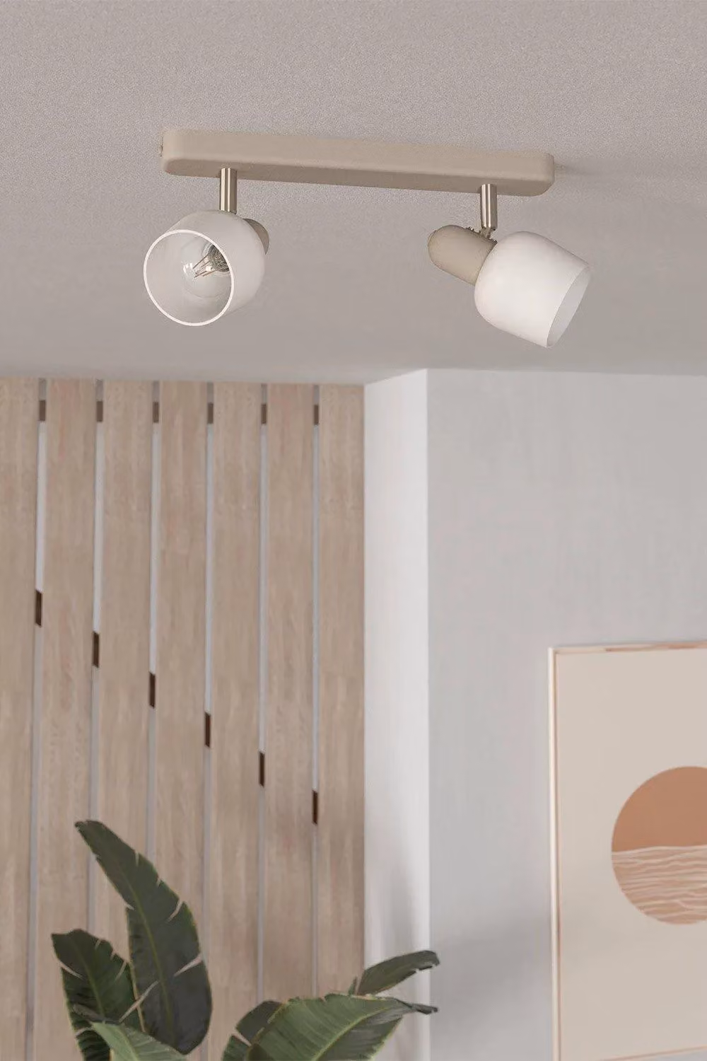 Eglo Corato Adjustable 2-Light Ceiling Spotlight in Sand and White with Glass and Metal Finish – 2