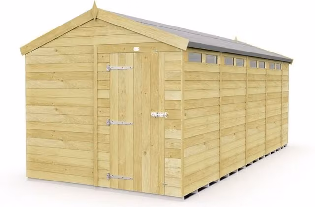 Buttercup Farm Apex Security Wooden Shed with Single Door in Brown, W231 x D533 x H217 cm – 1