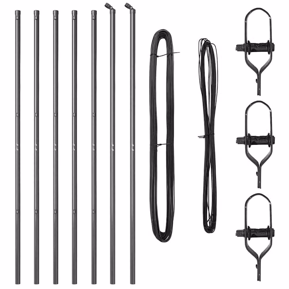 Berkfield Home Set of 7 Round Grey Metal and Plastic Fence Posts, Height: 150 cm – 3