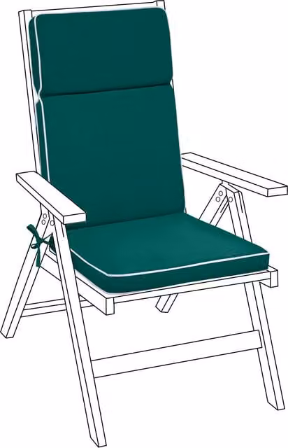 Gardenista Green Water Repellent High Back Garden Chair Seat Pad with Foam Filling